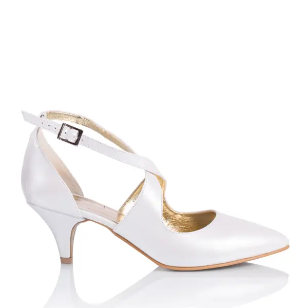 Brautschuhe Alice Leder bequem weiß-gold