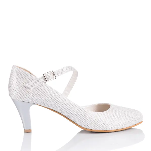 Brautschuhe Satin Mira Weiß-Silber