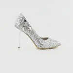 Brautschuhe Stella silber mit Glitzern