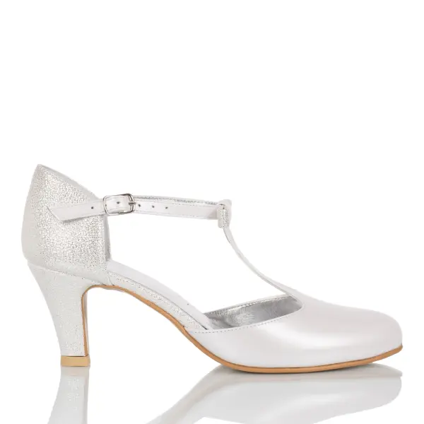 Brautschuhe Nelly weiß Leder Glitzer