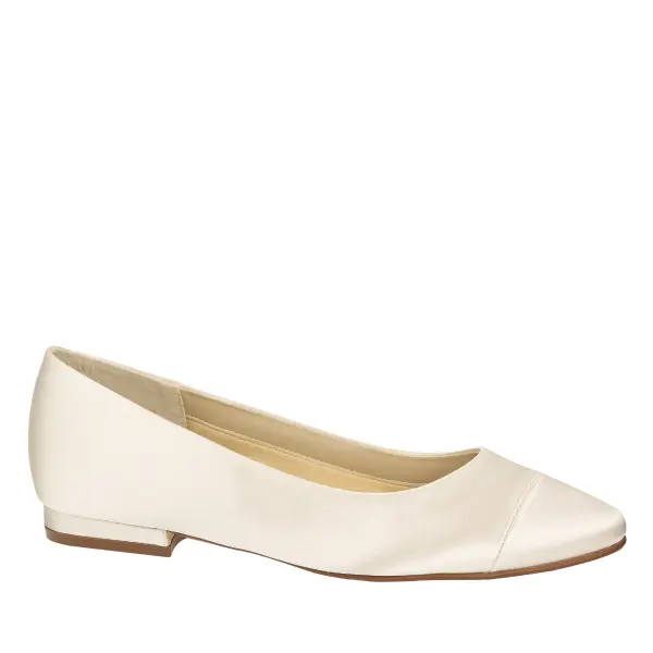 Flache Brautschuhe Bess von Rainbow Club in Ivory aus Satin