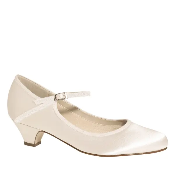 Bequeme Brautschuhe Marsha von Rainbow Club in Ivory aus Satin