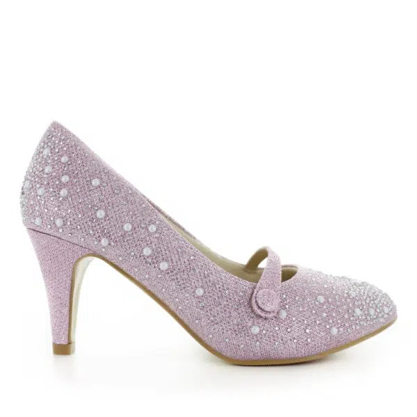 Brautschuhe White Lady 824 Rosa mit Perlen