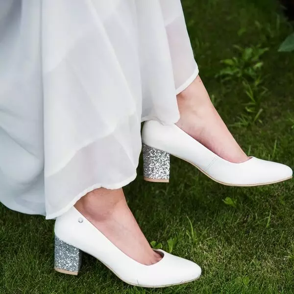 Brautschuhe Alexa Weiß Leder mit Glitzern