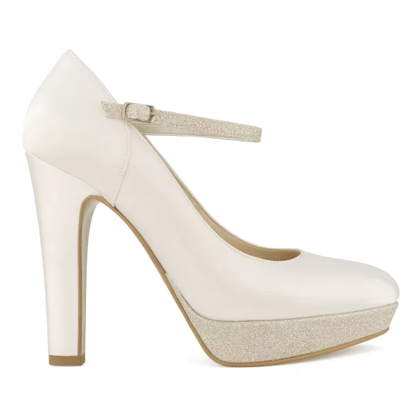 Brautschuhe Avalia Amber Ivory Satin Glitzer