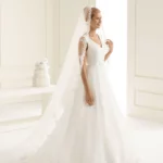 Schleier mit Spitzenkante Avalia S129