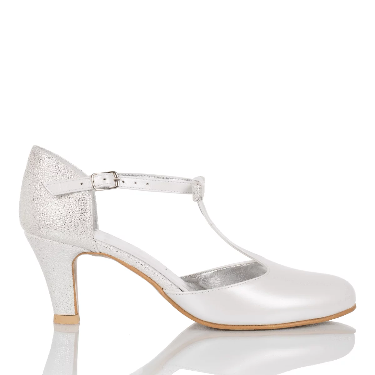 Brautschuhe Nelly weiß Leder Glitzer