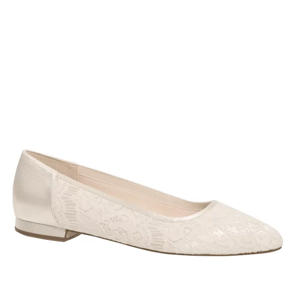 Flache Brautschuhe Ashlee von Rainbow Club in Ivory aus Satin