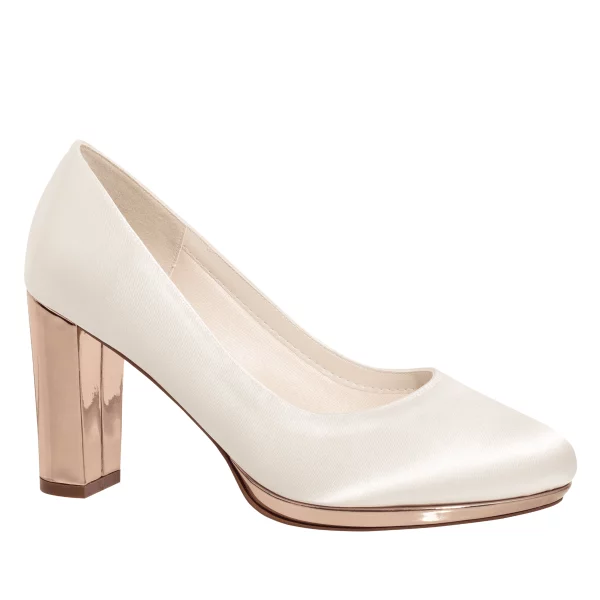 Brautschuhe Clair Ivory mit Rose-Gold Absatz und Plateau von Rainbow Club