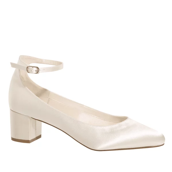 Bequeme Brautschuhe Kamilla von Rainbow Club in Ivory aus Satin