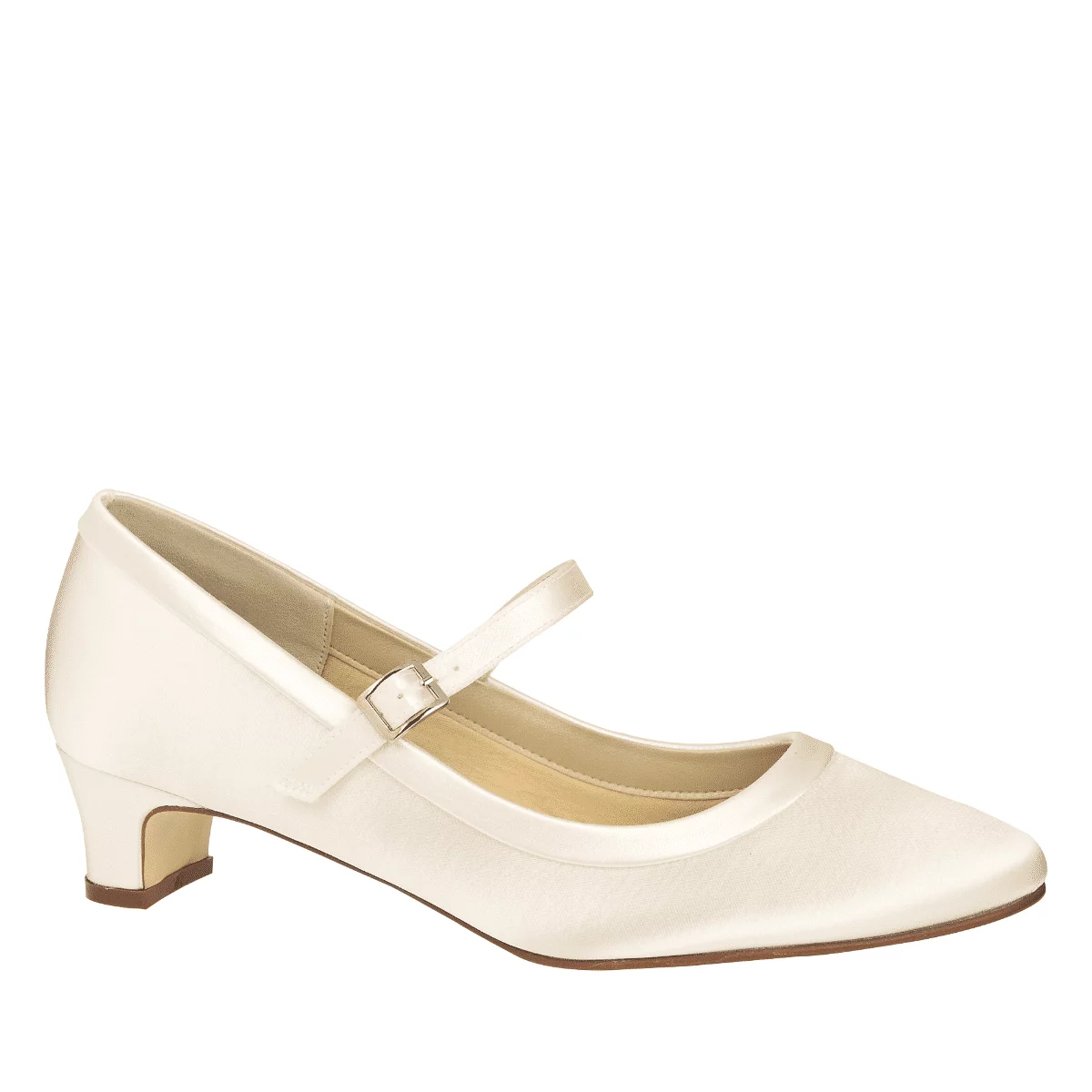 Bequeme Brautschuhe Larissa von Rainbow Club in Ivory aus Satin