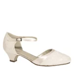 Bequeme Brautschuhe Mickie von Rainbow Club in Ivory aus Satin mit Schleife