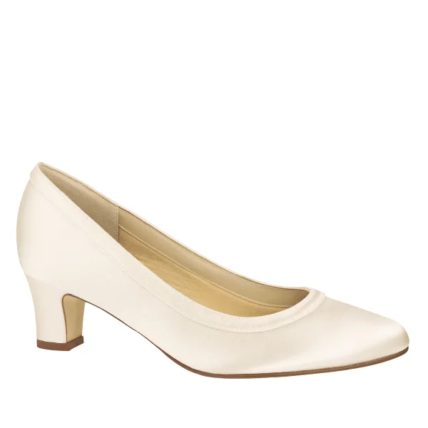 Bequeme Brautschuhe Ramona von Rainbow Club in Ivory aus Satin