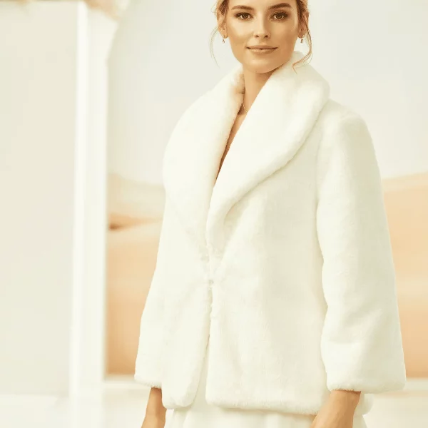 Brautjacke aus Pelzimitat Avalia E315